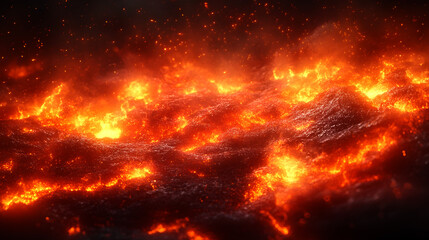 Raging inferno consuming a mountainous landscape,with towering flames,billowing smoke,and a fiery,catastrophic atmosphere. This intense.