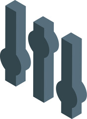 Adjusting audio levels with isometric sound control panel, ideal for music production, broadcasting, or podcasting concepts