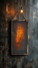 A simple signboard hangs on a rustic barn wall, bathed in warm, vintage light