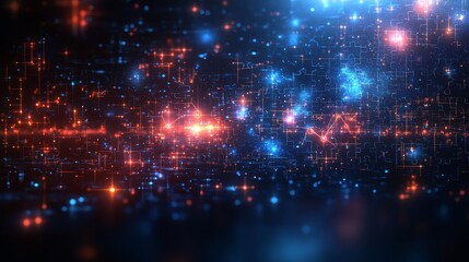 Obraz premium Explore the dynamic interplay of light and data in a vibrant abstract digital landscape