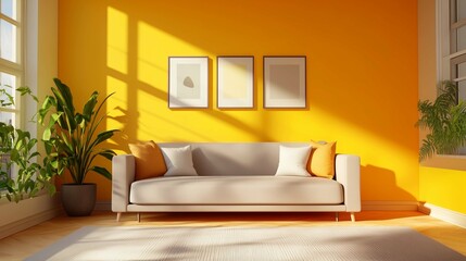 A freshly painted interior with a seamless blend of modern color choices. The walls are painted in soothing neutrals, accentuated by a bold feature wall in a living room or dining area.