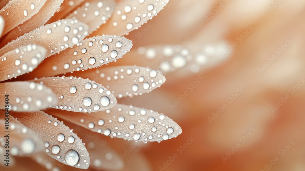 Poster Natural macro shot of dewdrops on flower petals, showcasing beauty and detail