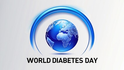 Fototapeta premium World Diabetes Day logo with a globe inside a blue ring, representing global unity.
