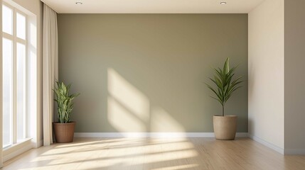 A freshly painted interior with a seamless blend of modern color choices. The walls are painted in soothing neutrals, accentuated by a bold feature wall in a living room or dining area.