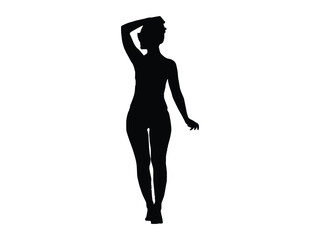 Silhouette of a girl black highly detailed.
