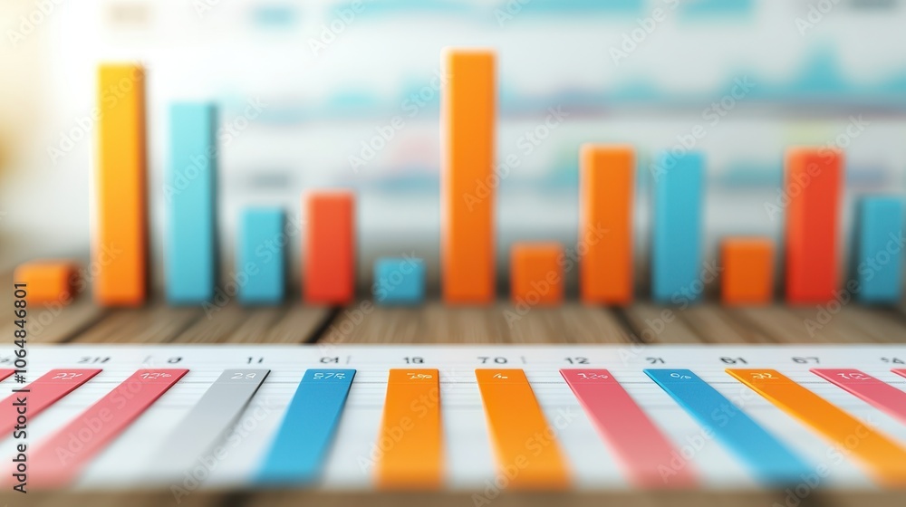 Poster 3d financial analysis with colorful charts and graphs