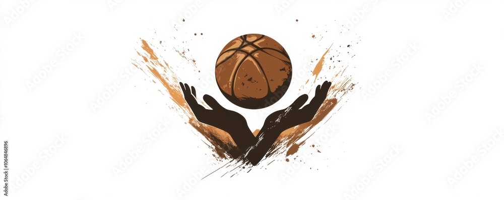 Poster abstract basketball with hands in dynamic artistic style