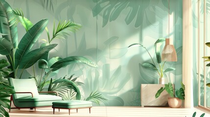 Obraz premium Biophilic design trends blending natural elements with abstract art to promote well-being. Illustrations