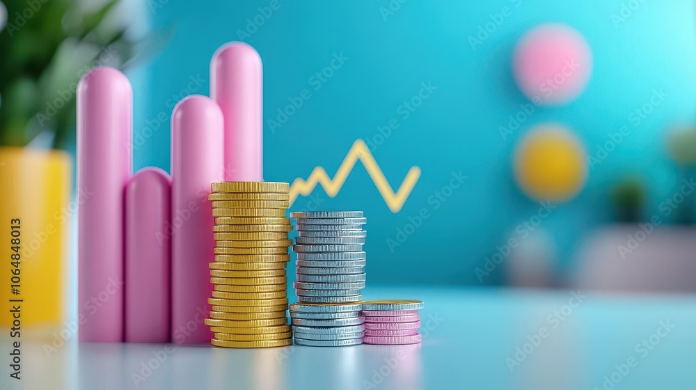 Poster 3d graph visualization of interest rate trends