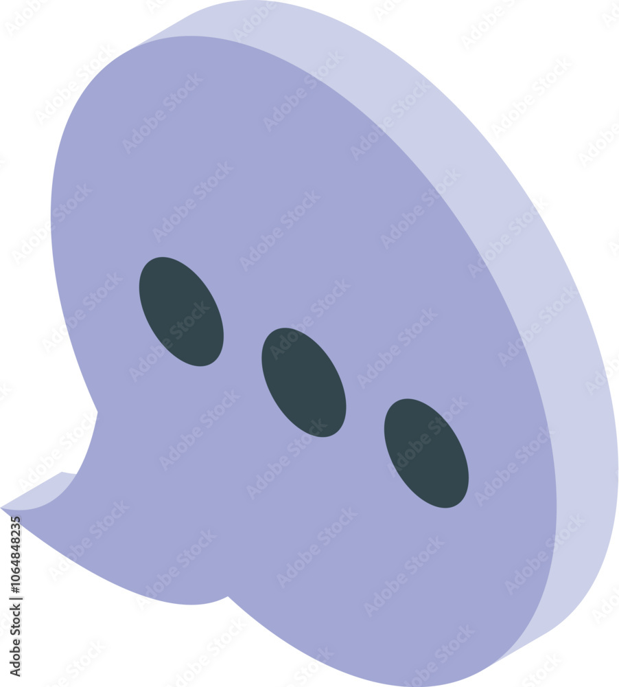 Poster purple speech bubble with three dots indicating ongoing typing symbolizes online communication and m