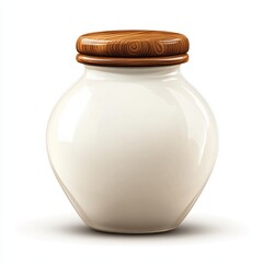 Large Ceramic Jar with Wooden Lid for Storage