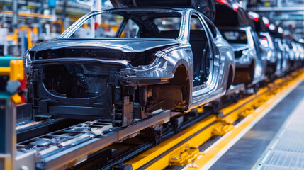 Vehicles are carefully assembled on the line