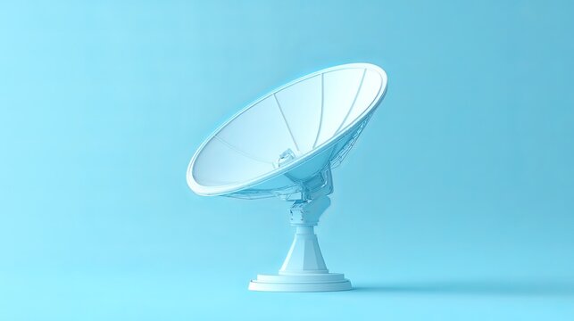 Satellite dish icon illustration on blue background. 3D render isolated object with clipping path. High-quality 3d render. 