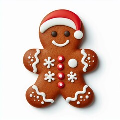 Gingerbread Christmas cookies with icing on white backgrounds, holiday treats decorated for winter celebrations
