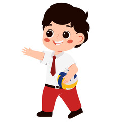 Boy Elementary Student Playing Volley Ball Illustration
