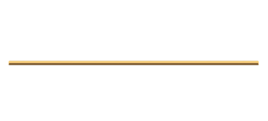 Long gold metal pipe. On isolated transparent background.