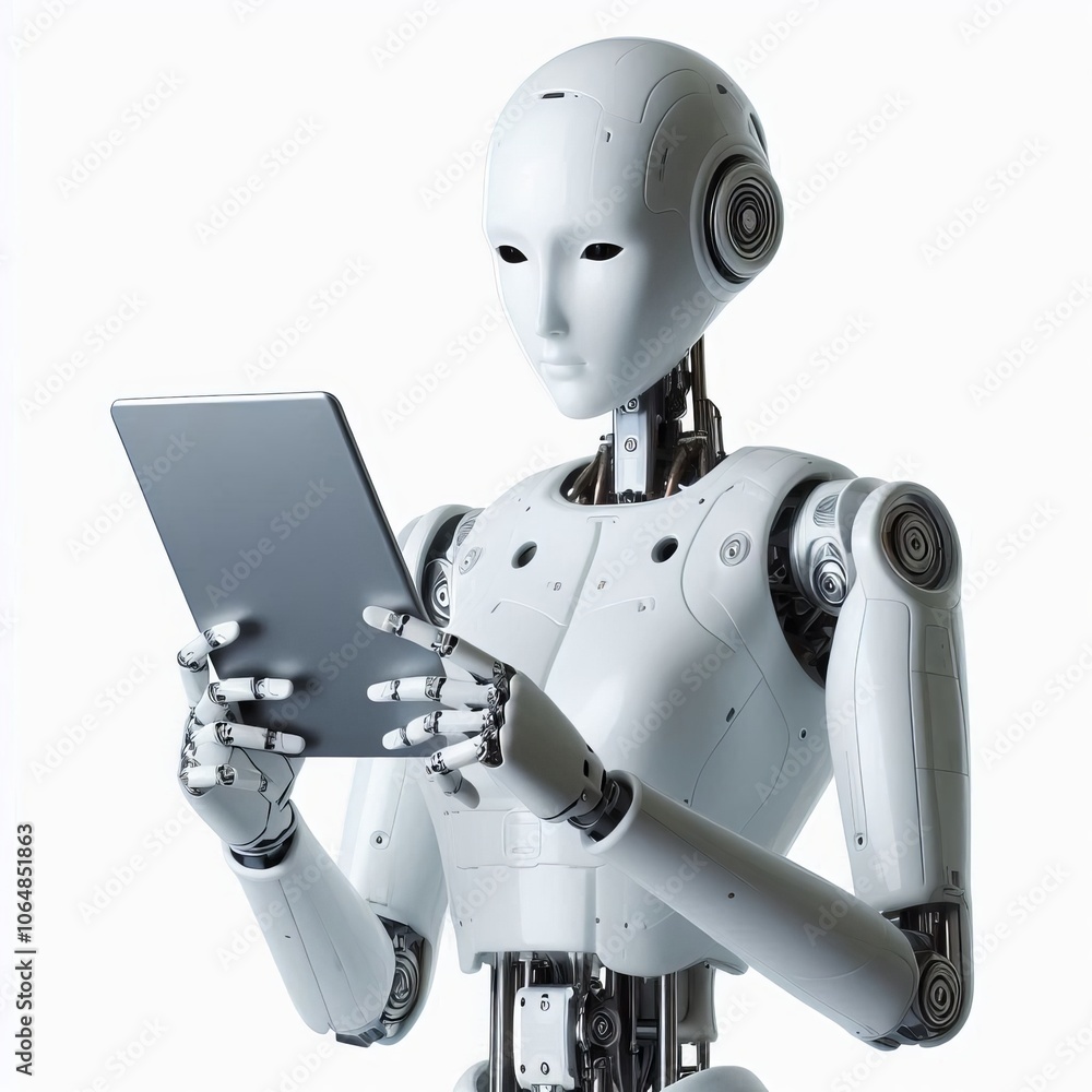 Poster female robot cyborg ai with technology and metal equipment, 3d rendering of a powerful robotic objec