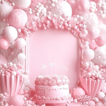 Pink Baby Girl Birthday Background, baner , unicor