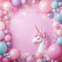 Pink Baby Girl Birthday Background, baner , unicor