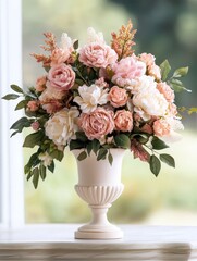 Elegant decorative floral bouquet centerpiece adding aromatic charm to any setting.
