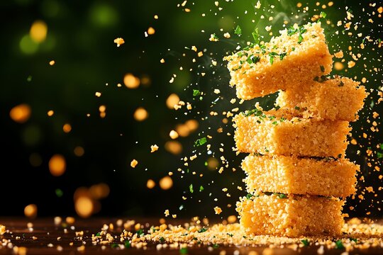 Paraguayan sopa paraguaya cheesy cornbread, baked to golden perfection, rustic countryside kitchen setting