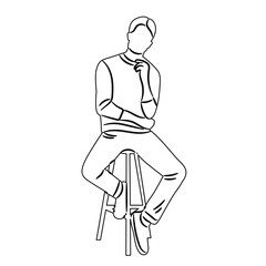 guy sitting on a chair sketch, outline on a white background, vector