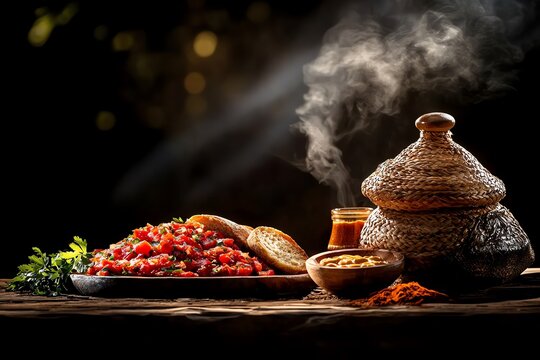 Simple yet delicious plate of Kyrgyz chuchuk horse sausage, sliced and served with mustard and rustic bread, sausage, unique delicacy
