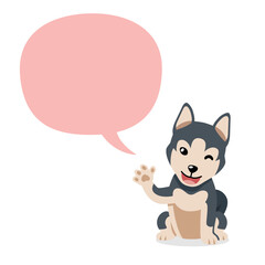 Vector cartoon character siberian husky dog with speech bubble for design. © jaaakworks