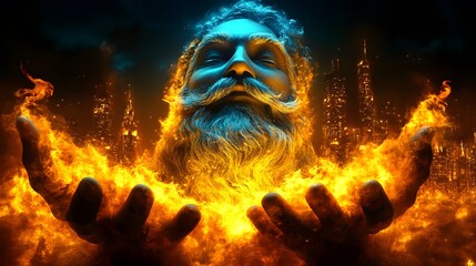 Obraz premium Elegant dark background with gold fire for a festive Christmas.