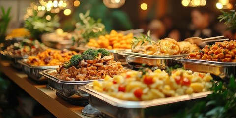 Obraz premium Vibrant Buffet Spread at Indoor Catering Event