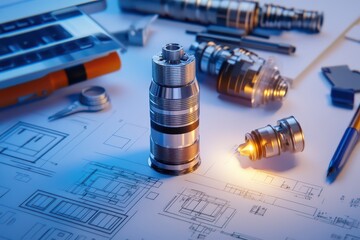 Close-up of CAD software displaying an engineer designing a complex mechanical component with precision and focus.
