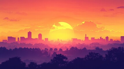 Fototapeta premium Captivating sunrises and sunsets casting vibrant hues across the sky. Illustrations