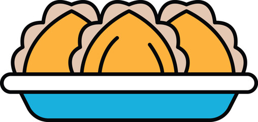 Illustration of curry puffs in line drawing style