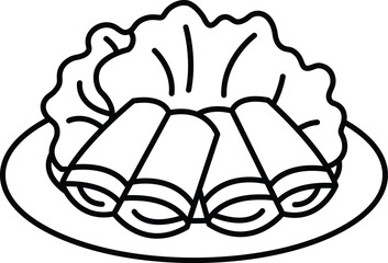Illustration of spring rolls in line art style