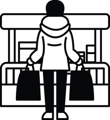 A man is standing in front of a grocery store with a jacket on