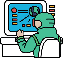 A Soldier is sitting in front of a computer monitor