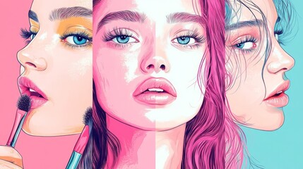 Obraz premium Creative beauty hacks making daily routines more efficient and effective. Illustrations