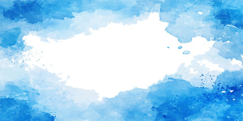 Obraz premium Abstract blue watercolor background vector, hand-drawn illustration isolated on a white background.