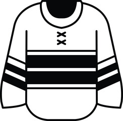 A cartoon drawing of a black and white striped hockey jersey