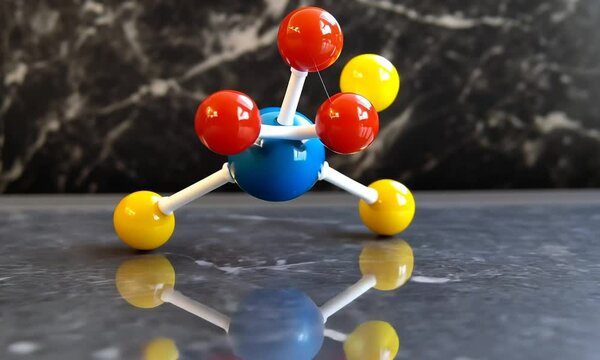 A colorful molecular model showcasing atoms and bonds in a scientific context.