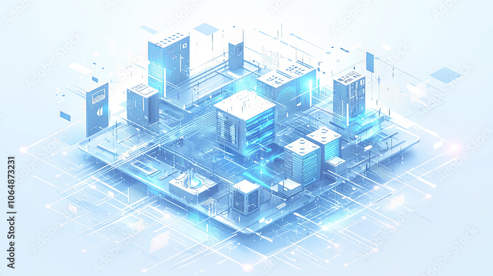 Poster a conceptual digital grid illustrates futuristic designs of cloud computing and data storage infrast