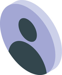 Round button showing user profile with isometric projection, perfect for apps and websites