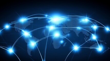 Obraz premium City interconnection, Internet connection over city, Internet icon over city