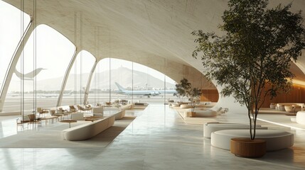 Obraz premium Elegant Interior of a Modern Airport Terminal