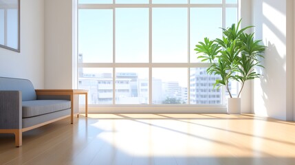 Fototapeta premium Minimalist Apartment with Large Window