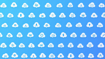 An array of cloud computing icons.