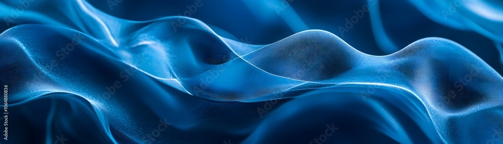 Poster abstract blue wavy pattern with a subtle grid texture