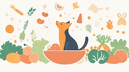 Pet nutrition tips for improving digestion, energy levels, and overall health. Illustrations
