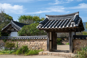 Korean Traditional House Scenery in Autumn