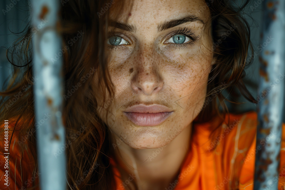 Poster designed with generative ai image of a person in jail cell